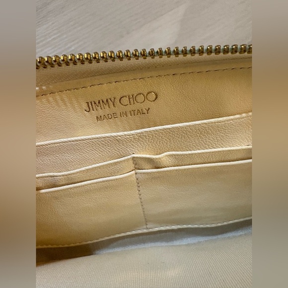 Jimmy Choo Beige Leather Wallet with Gold Zipper - Picture 9 of 9